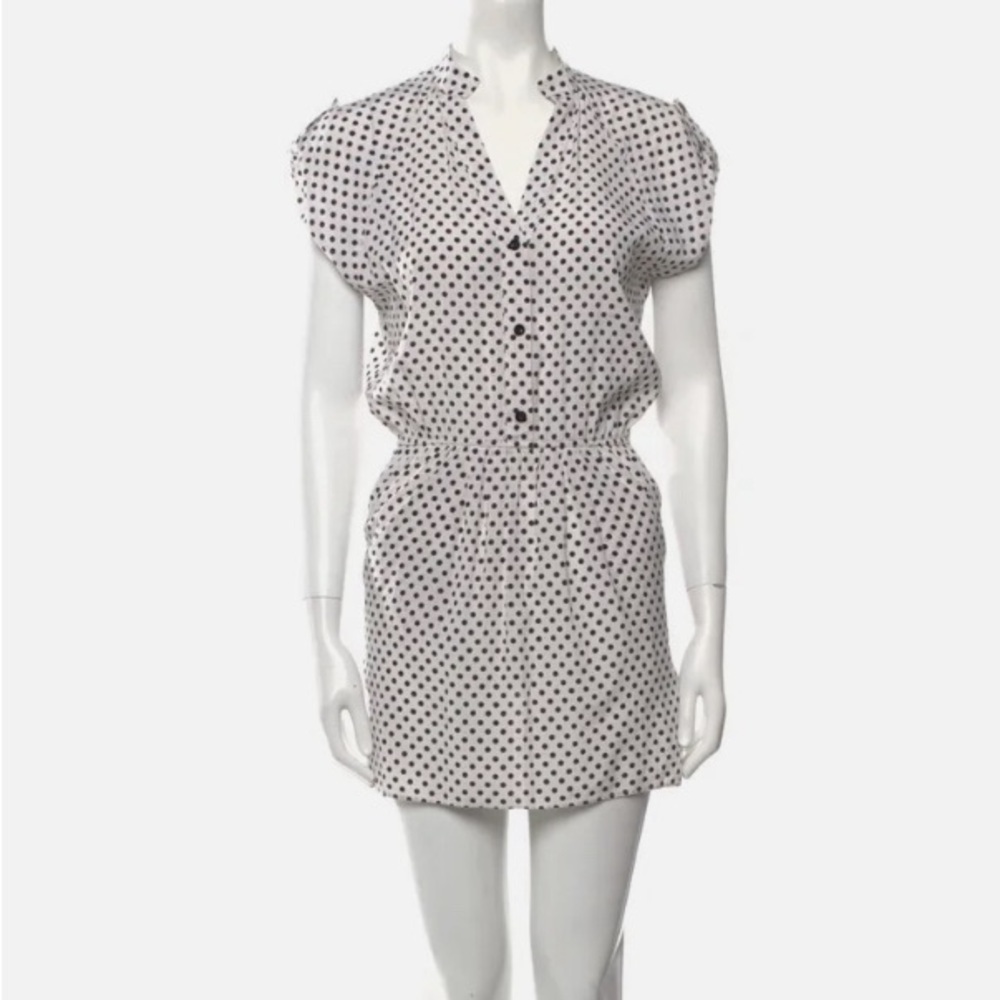ALICE+OLIVIA 💯silk polka dot elastic waist roll-tie shoulder sleeveless dress S - Picture 2 of 10